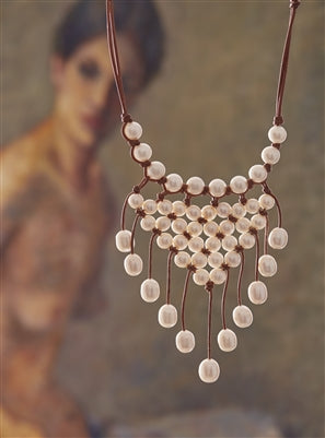 New Urban Freshwater Pearl and Leather Necklace