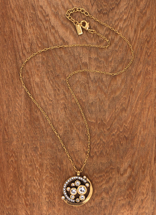 Gold Garbo Necklace in All Crystal