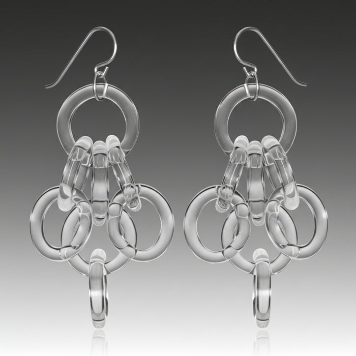 Glass Cluster Chain Earrings