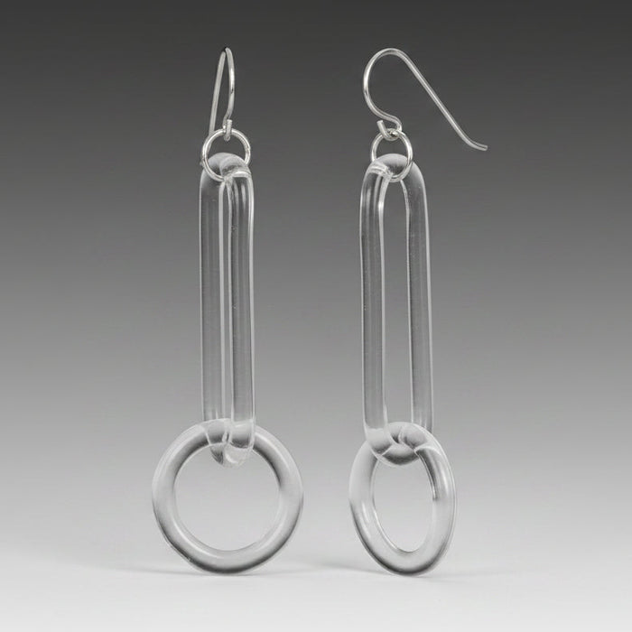 Glass Long Link Chain Earrings