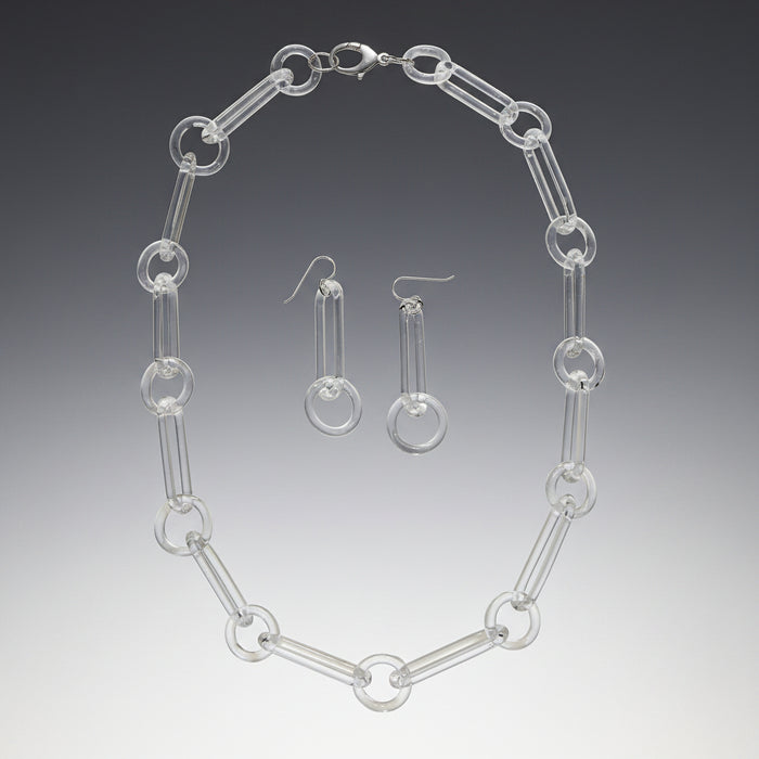 Glass Long Link Chain Earrings