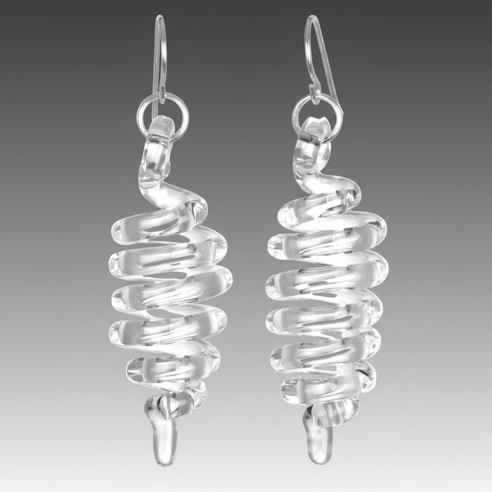 Glass Thin Dimensional Spiral Earrings