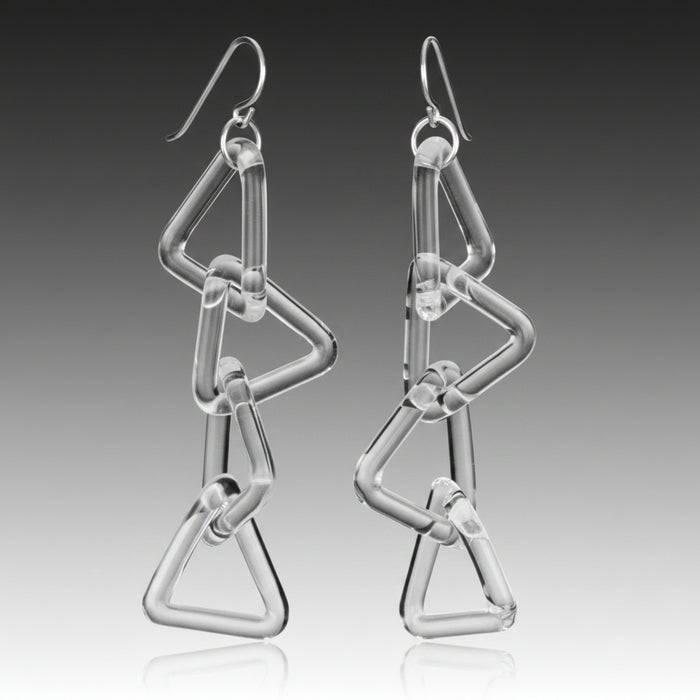 Glass Triangle Chain Earrings