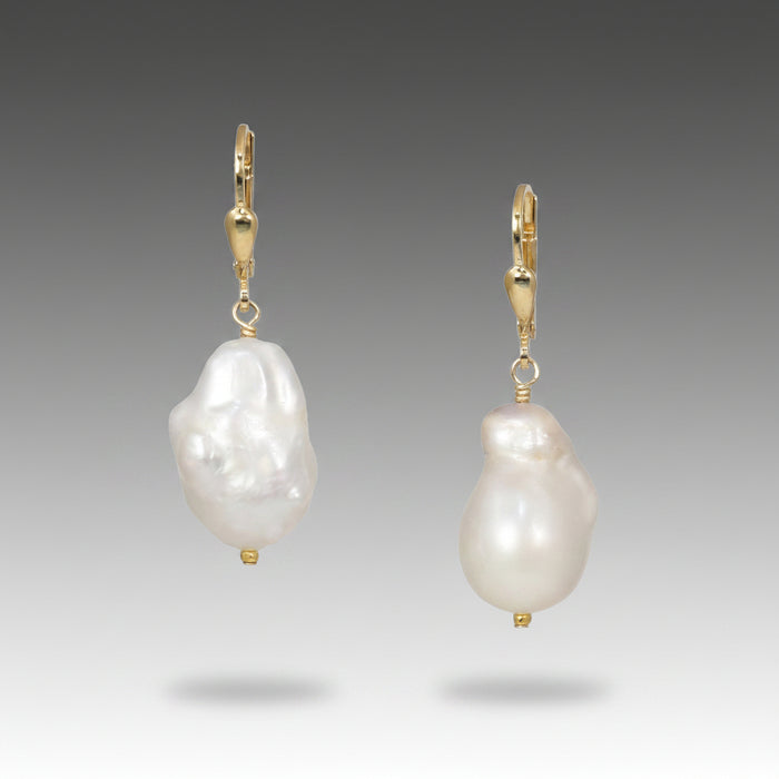 Gold Baroque Pearl Earrings