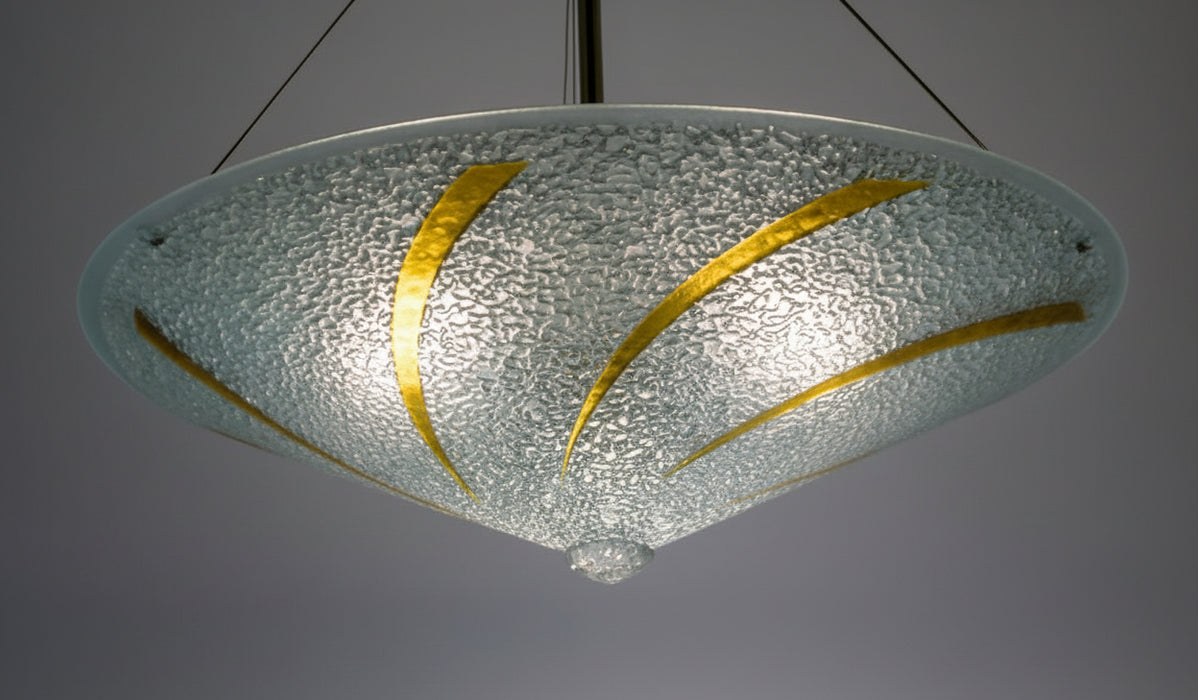 Gold Spears on Clear Round Art Glass Pendant Lamp