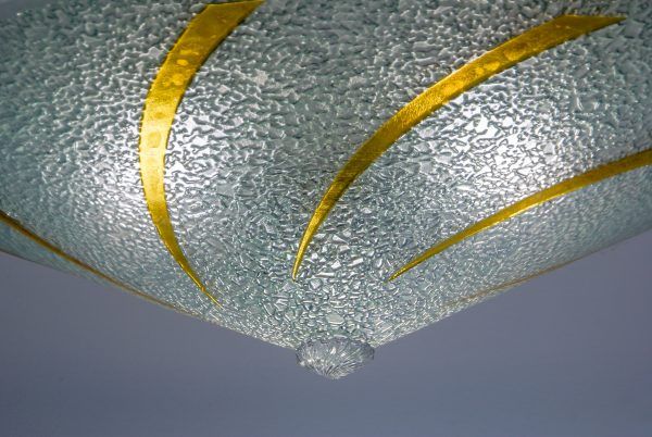 Gold Spears on Clear Round Art Glass Pendant Lamp