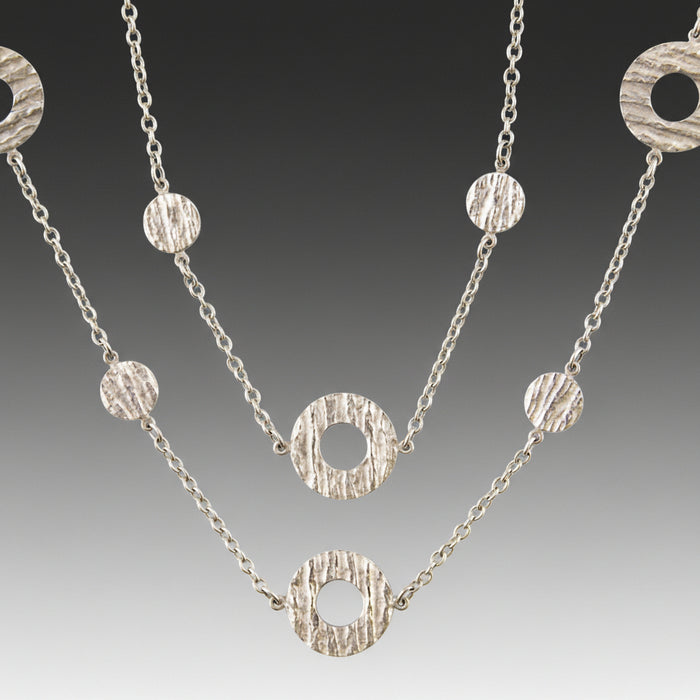 Hammered Sterling Silver Round Chain Necklace