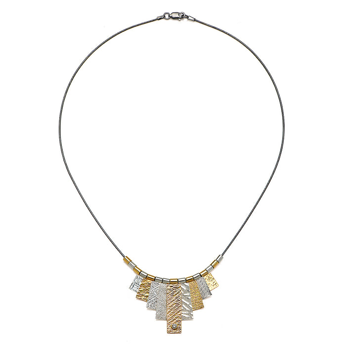 9 Tab Necklace – Mixed Metal with White Sapphire