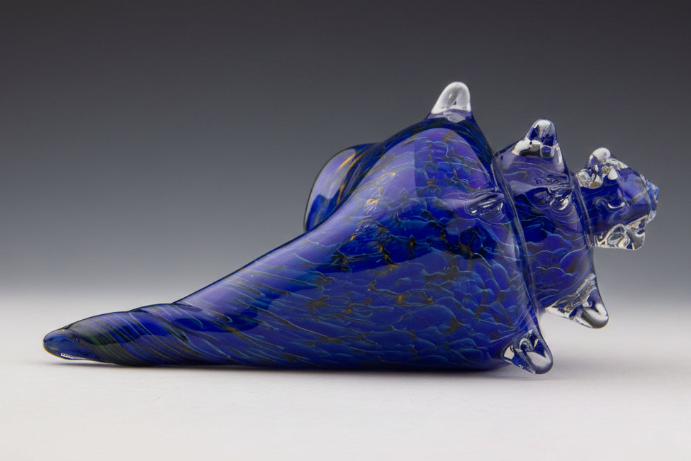 Silver Blue Art Glass Shell