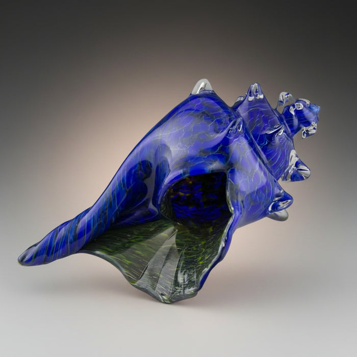 Silver Blue Art Glass Shell