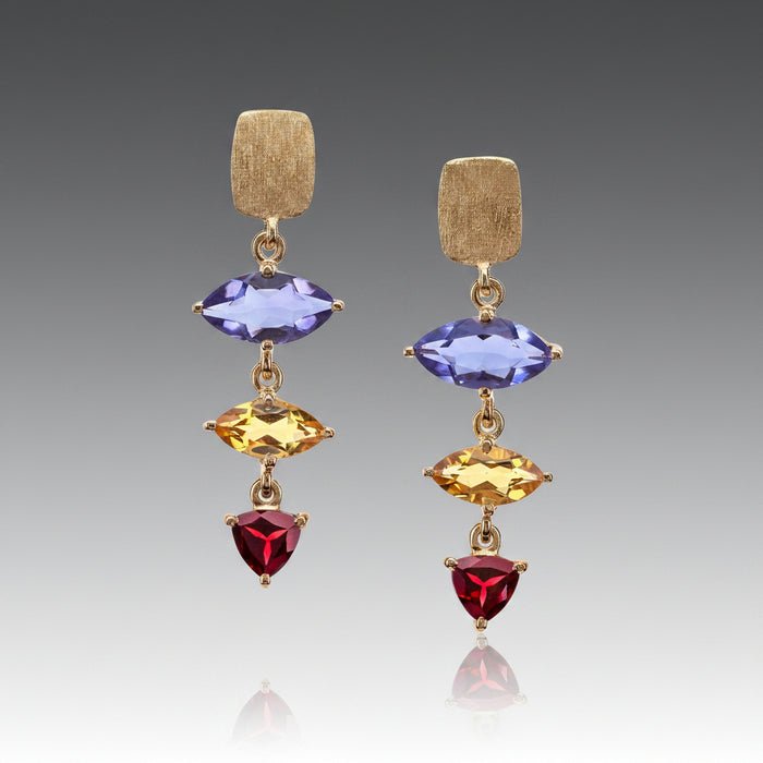 Iolite Jewel Drop East West Marquise Earrings