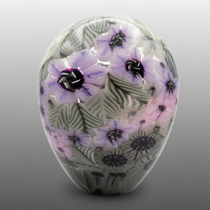 Lavender Millefiori Art Glass Vase