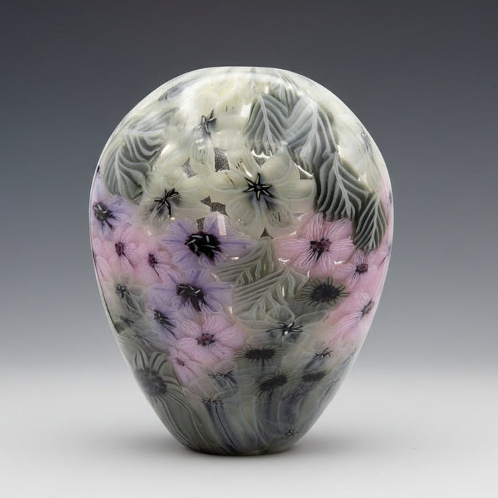 Lavender Millefiori Art Glass Vase