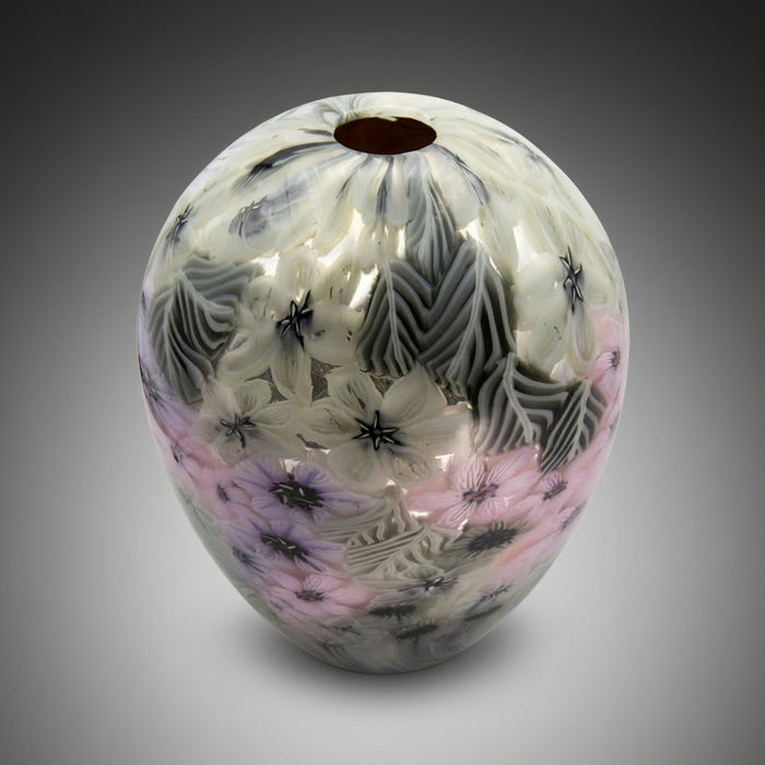 Lavender Millefiori Art Glass Vase