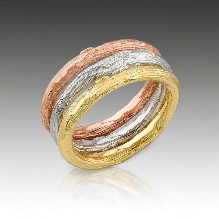 Olive Branch Gold Stackable Rings