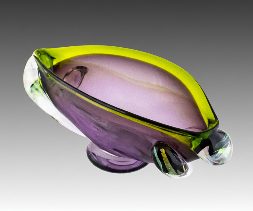 Purple Chartreuse Lip Art Glass Vase