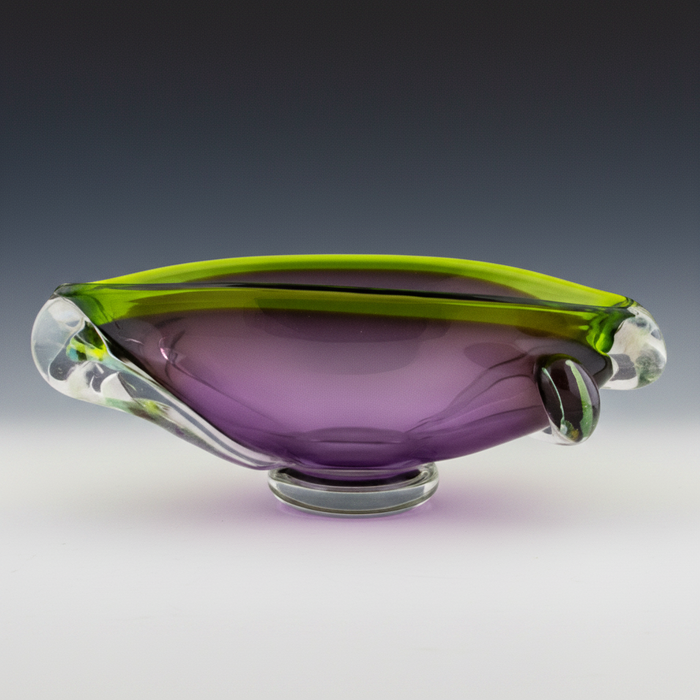 Purple Chartreuse Lip Art Glass Vase