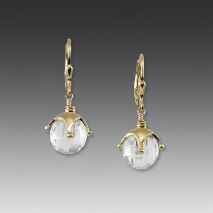 Quartz Crystal Jester Earrings