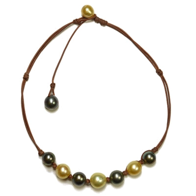 Suns Black and Gold Tahitian Mixed Necklace
