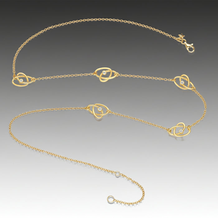 Scribble Infinity 5 Station Gold and Diamond Necklace