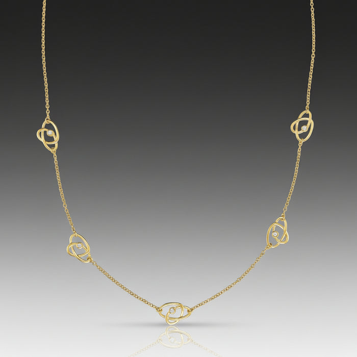 Scribble Infinity 5 Station Gold and Diamond Necklace