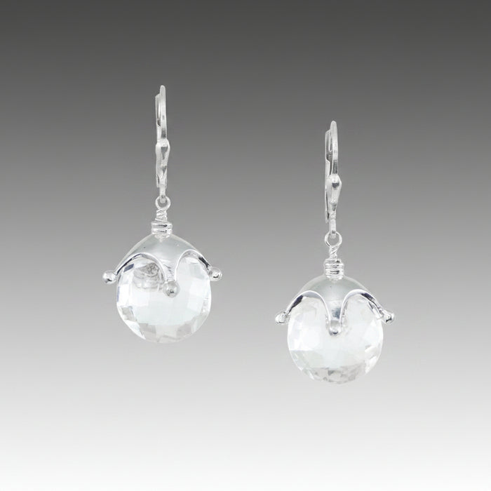 Silver Crystal Jester Earrings