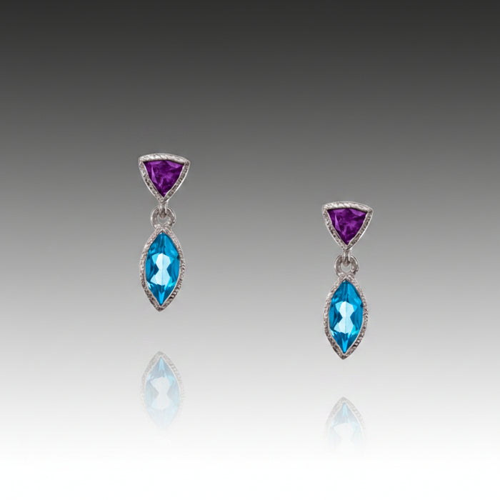 Silver, White Rhodium Tiny Petal Earrings