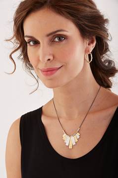9 Tab Necklace – Mixed Metal with White Sapphire