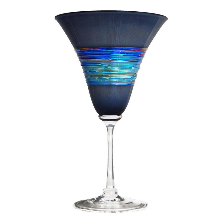 Black Rainbowspun Venetain Wine Glass