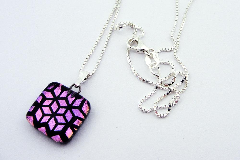 Dimensional Pink/Black Charm Necklace