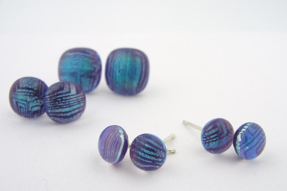 Lined Purple Post Earrings