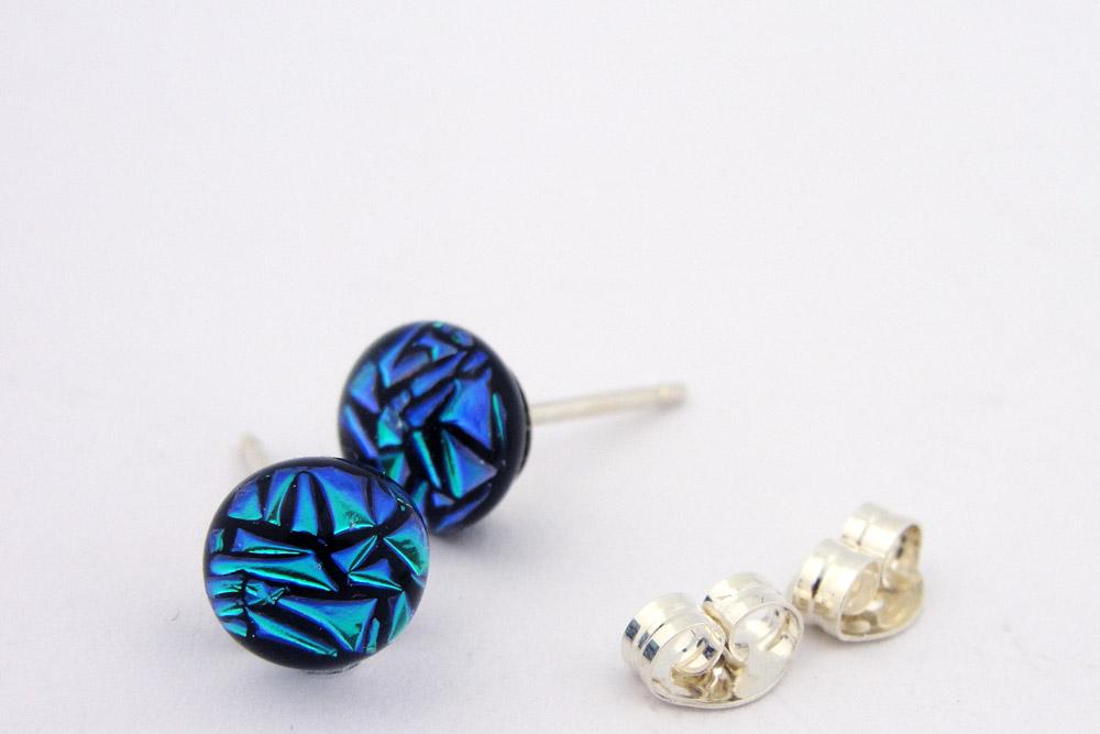 Small Blue-Green Special Dot Post Earrings