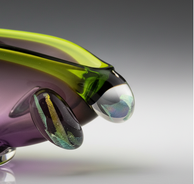 Purple Chartreuse Lip Art Glass Vase