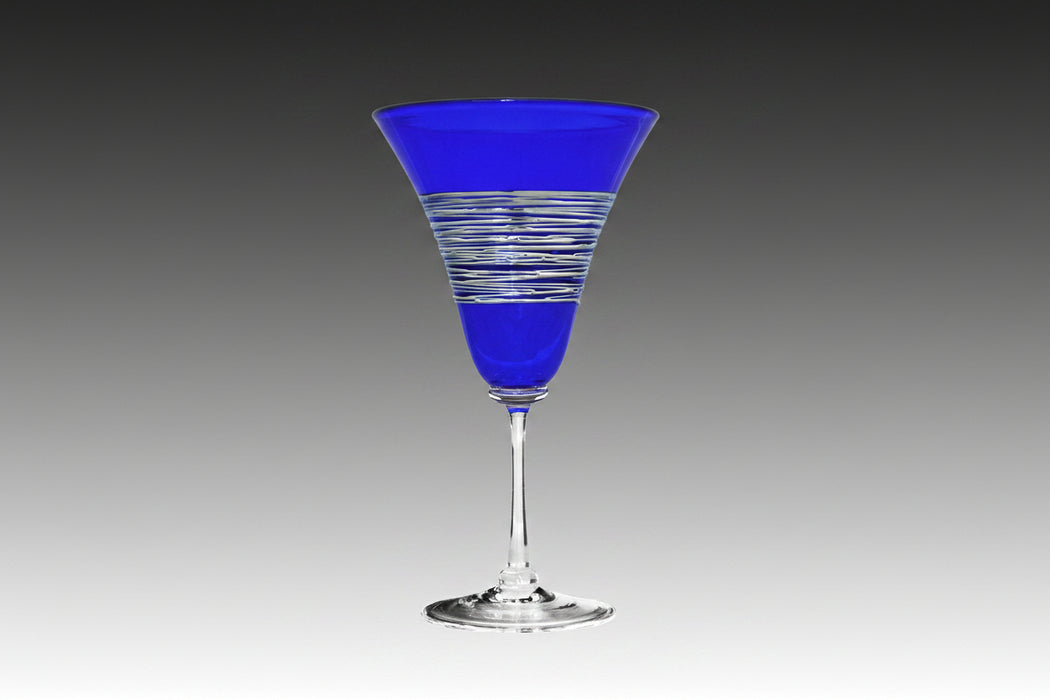 Cobalt Silverspun Venetian Wine Glass
