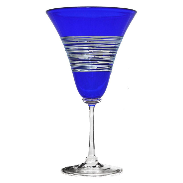 Cobalt Silverspun Venetian Wine Glass