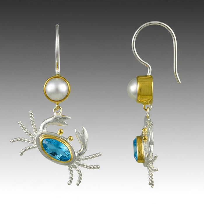 Blue Topaz Crab Earrings