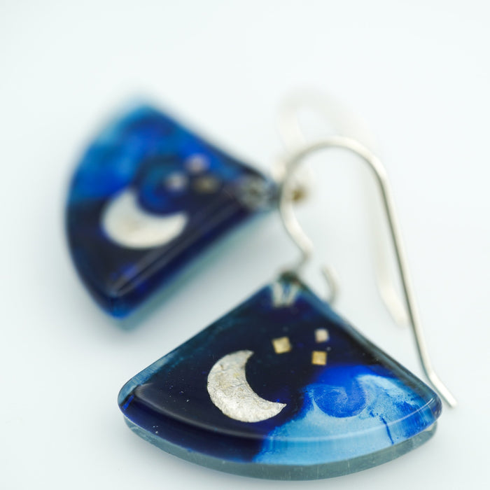 Blue Moon Fan Earrings
