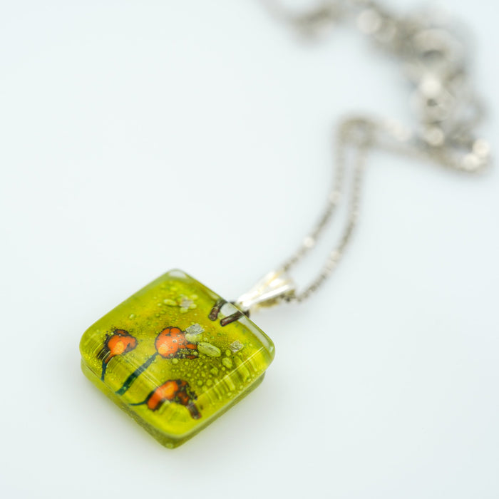 Golden Poppies Charm Necklace