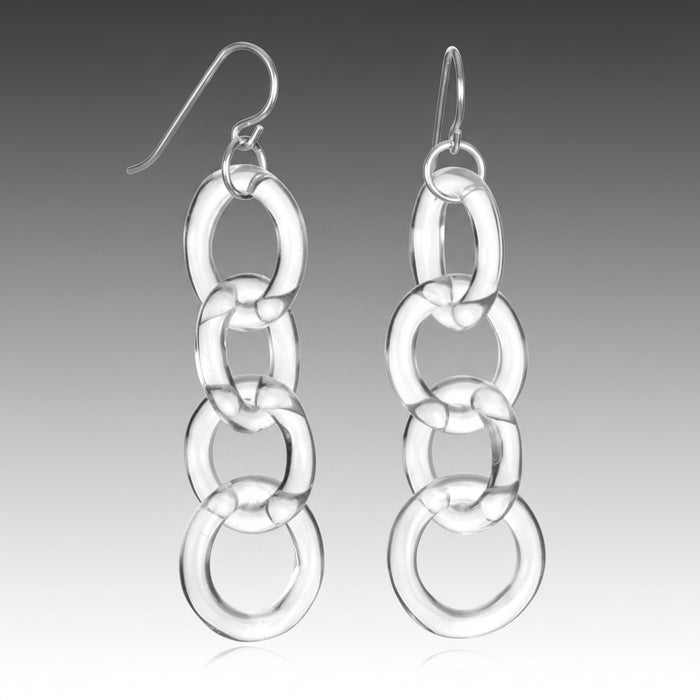 Glass Circle Chain Earrings
