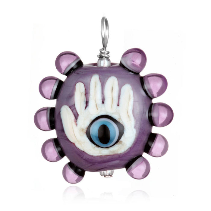 Glass Hamsa with Evil Eye Pendant Necklace