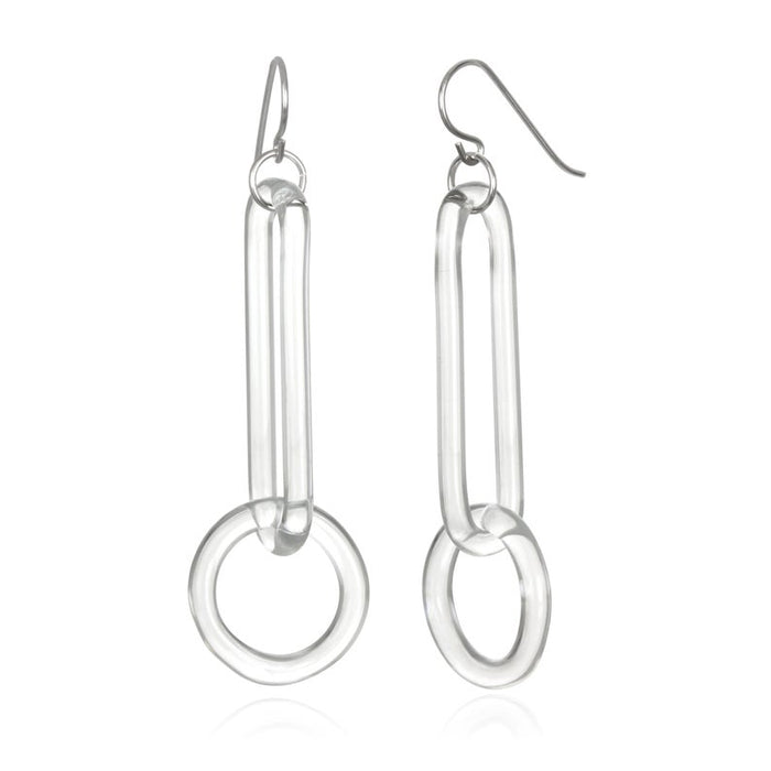 Glass Long Link Chain Earrings
