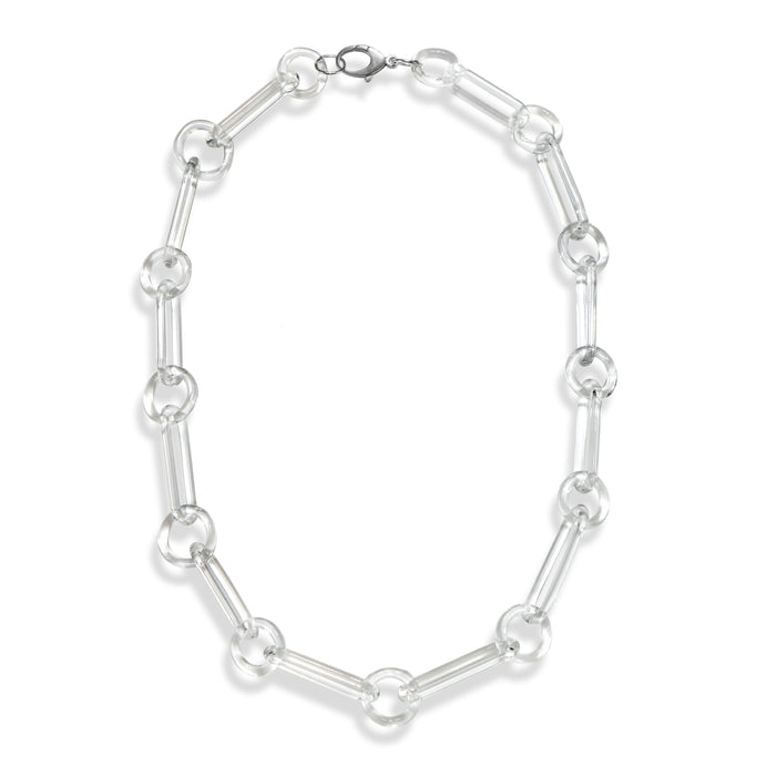Glass Statement Long Link Chain Necklace