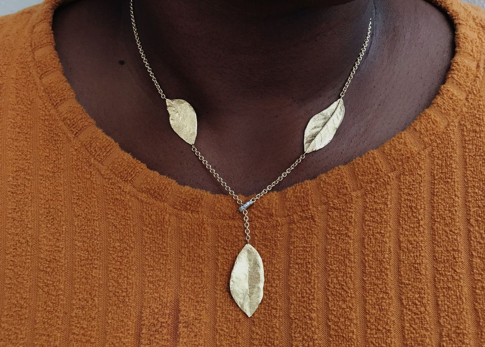 Southern Oak Leaf Lariat Necklace