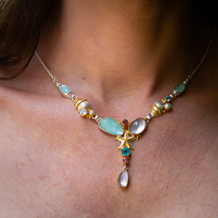 Ornate Starfish Gemstone Necklace