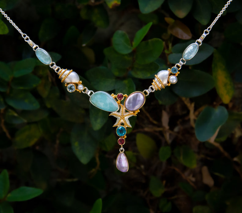 Ornate Starfish Gemstone Necklace