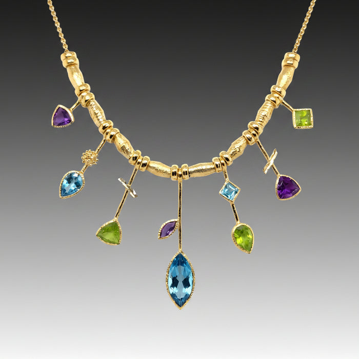 Gold 7 Edge Stick Necklace