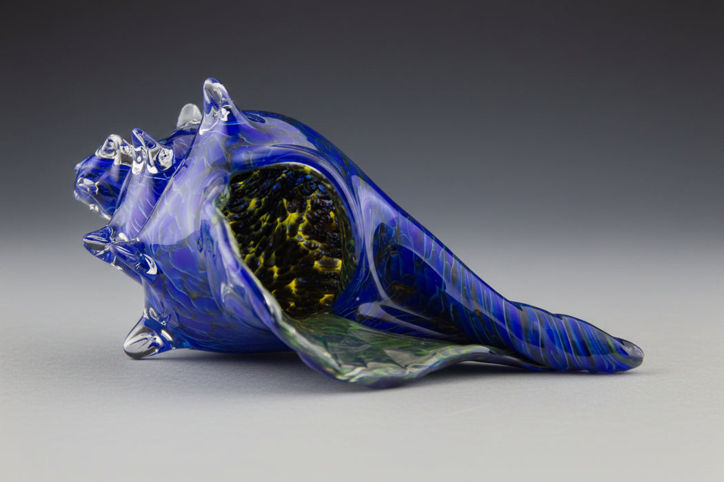 Silver Blue Art Glass Shell