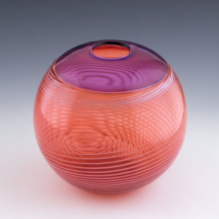 Purple and Salmon Art Glass Purdy Vase