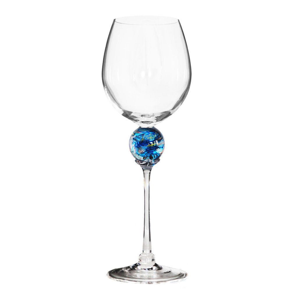 Turquoise Planet Wine Glass — Fusion Art Glass & Fine Jewelry